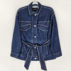 Banana Republic Jacket Womens Small Blue Denim Belted Dark Wash Jean Casual
